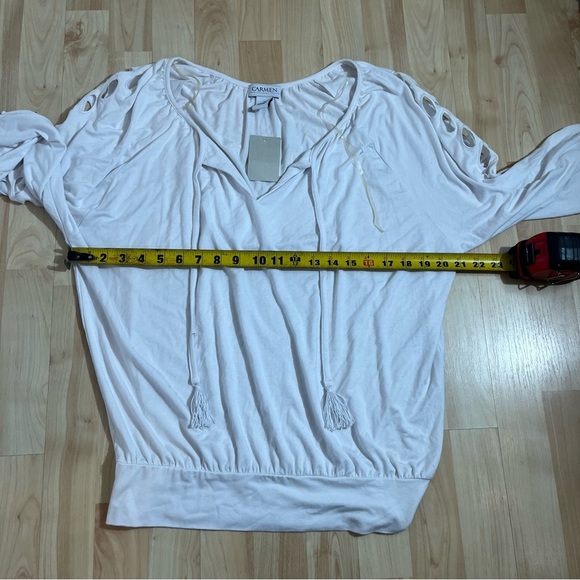 Carmen white New With Tags  tunic blouse with lace-up details on the sleeves L - Picture 3 of 5